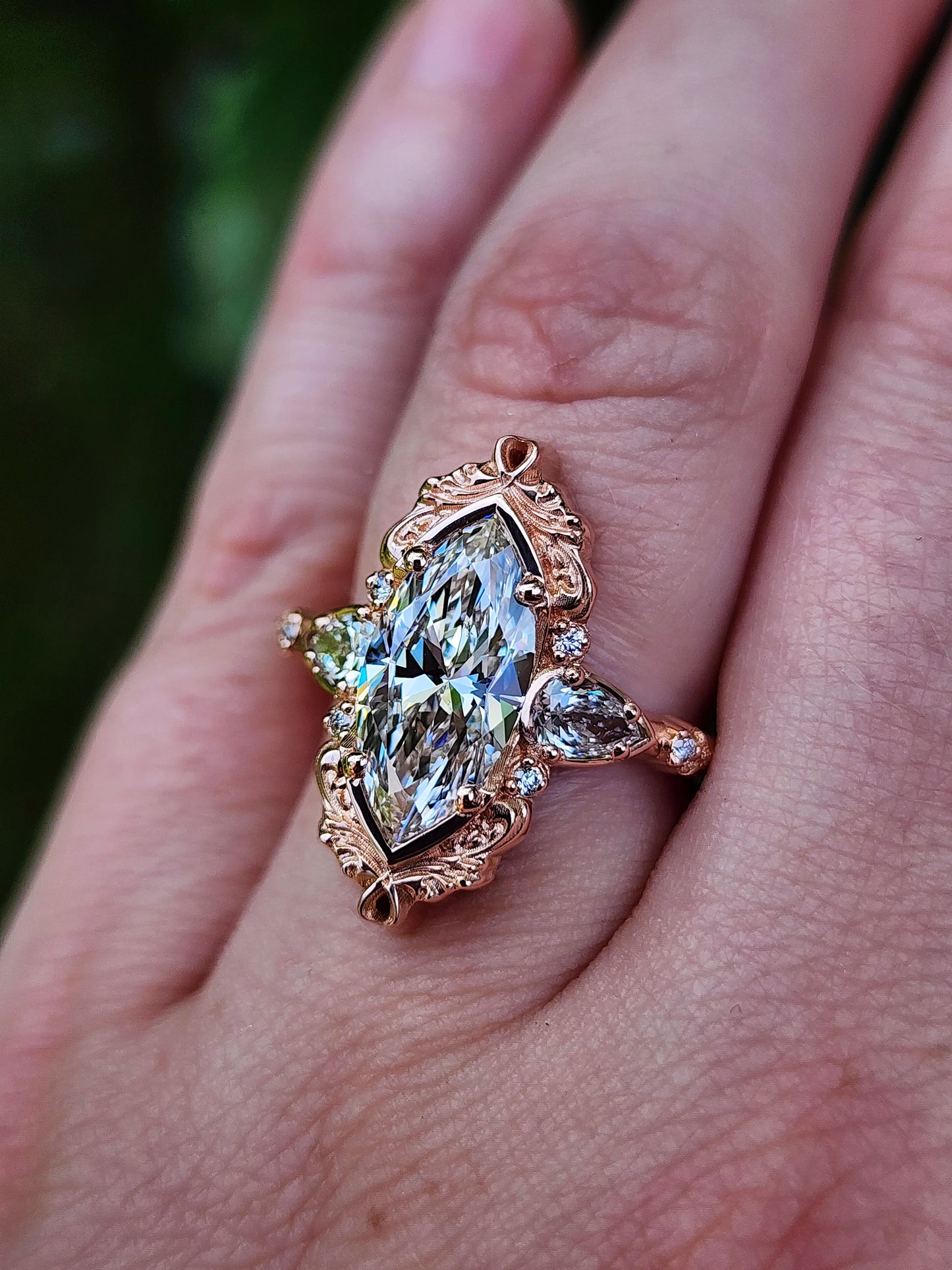 2.34ct Lab Diamond Marquise Odette Engagement Ring 14k Rose Gold image 11