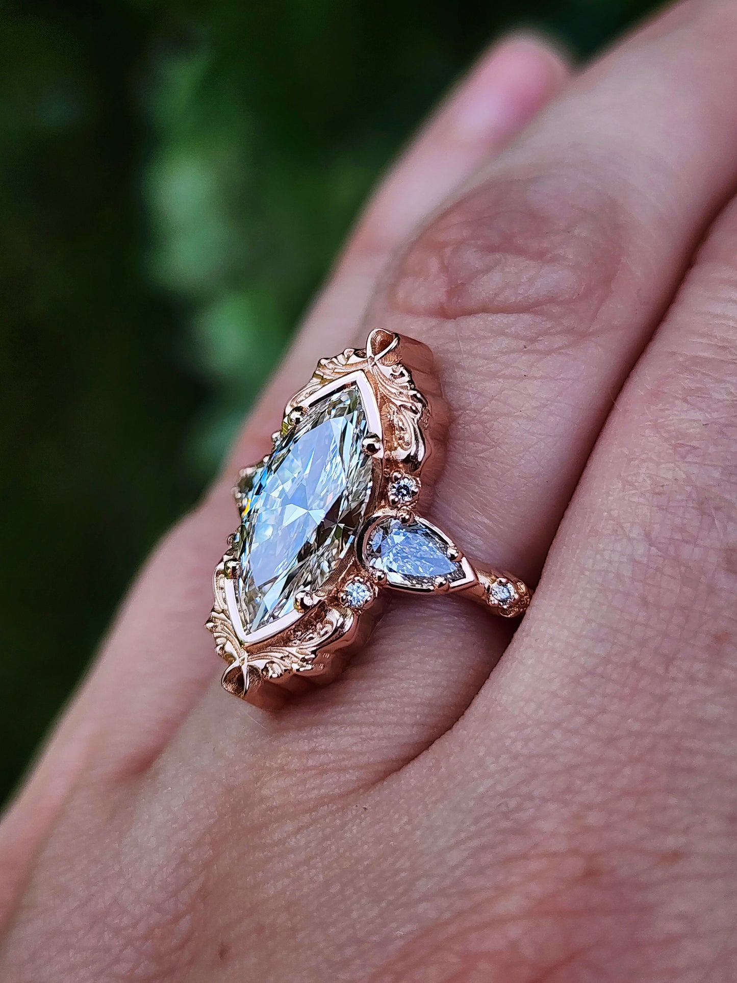 2.34ct Lab Diamond Marquise Odette Engagement Ring 14k Rose Gold image 12