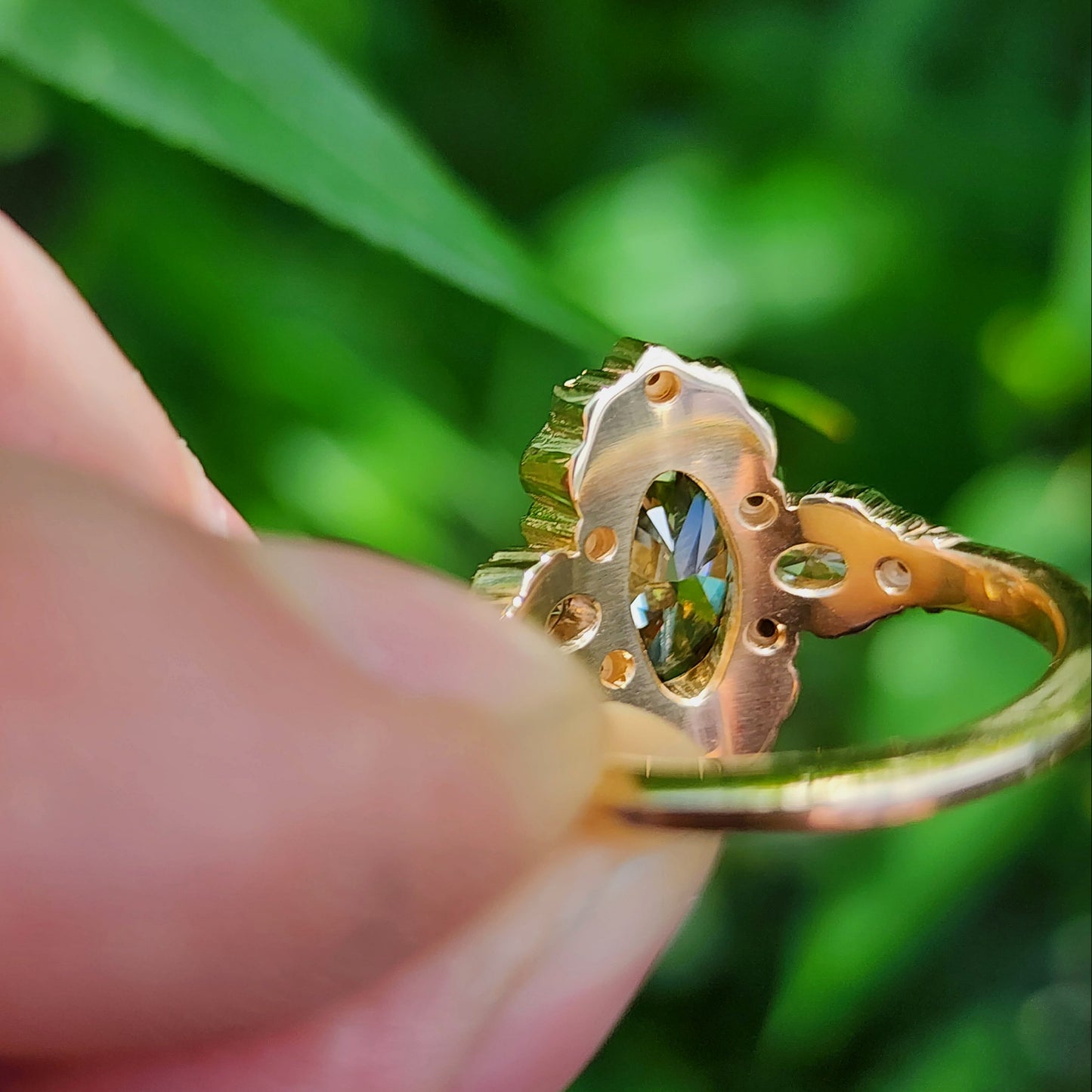 2.08ct Lab Green Diamond Oval Josephine Filigree Engagement Ring 14k Yellow Gold image 9