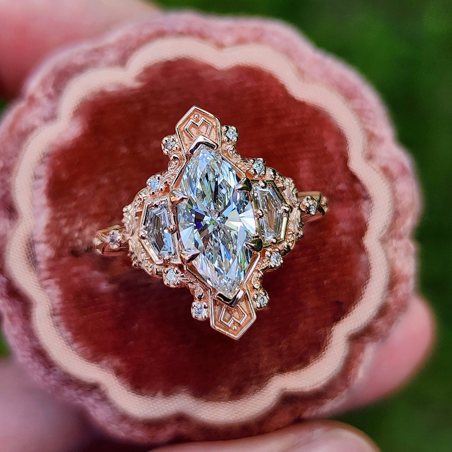 1.74ct Lab Diamond Marquise Lady Guinevere Engagement Ring 14k Rose Gold image 3