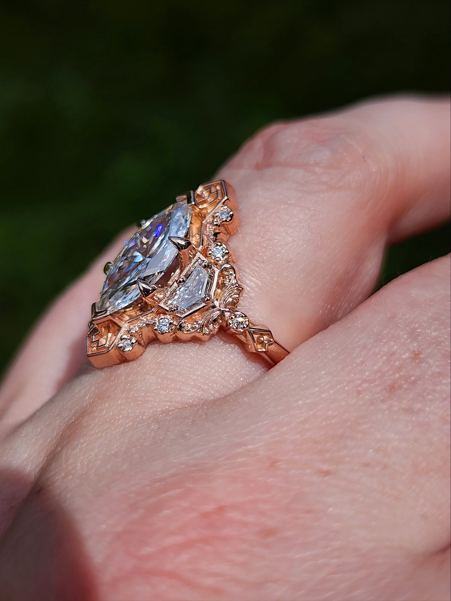 1.74ct Lab Diamond Marquise Lady Guinevere Engagement Ring 14k Rose Gold image 12