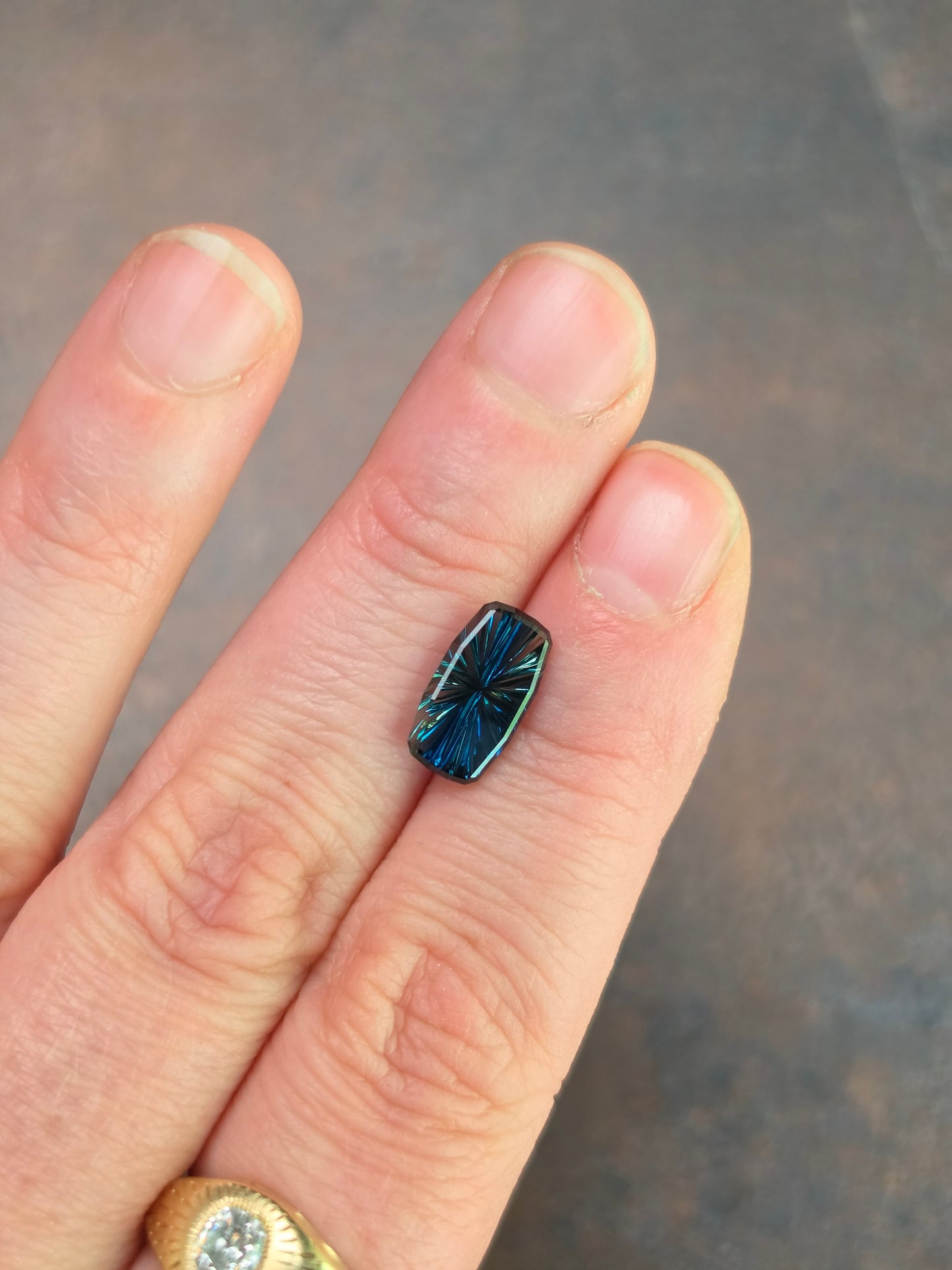 2.93ct Parti Natural Australian Sapphire Starbrite Elongated Cushion Cut Teal by John Dyer