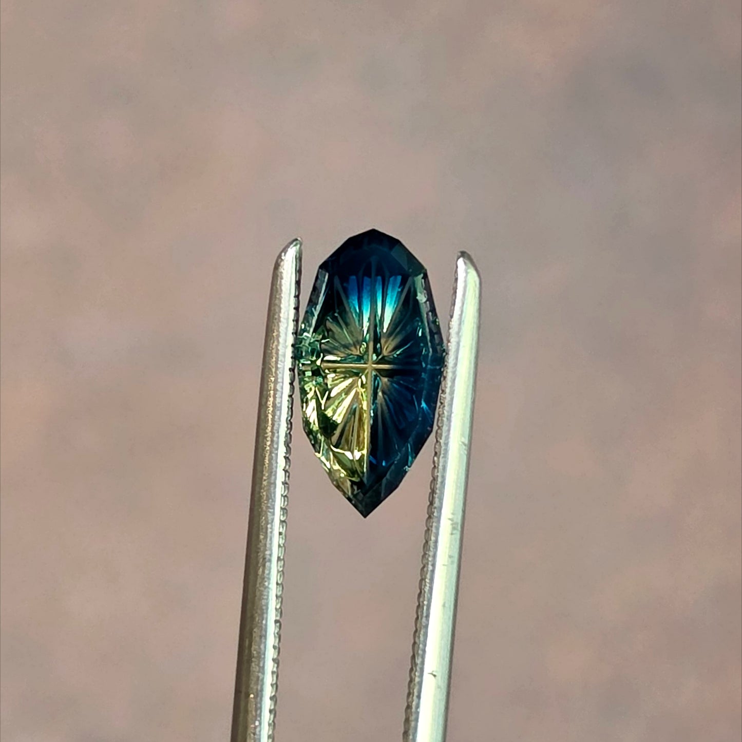 1.13ct Parti Natural Australian Sapphire Pear Fantasy Cut by Brett Kosnar