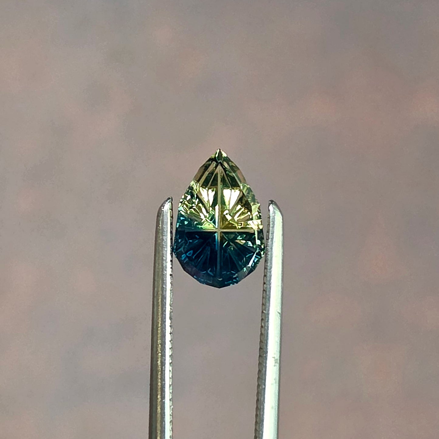 .86ct Parti Natural Australian Sapphire Pear Fantasy Cut by Brett Kosnar