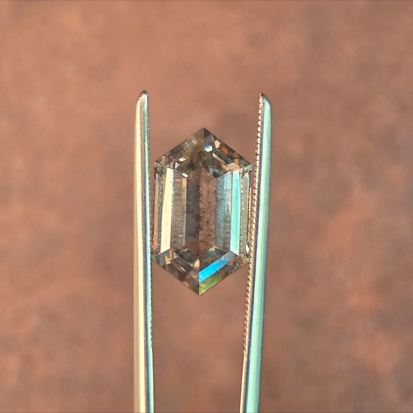 3.38ct Elongated Hexagon Champagne Salt & Pepper Lab Diamond