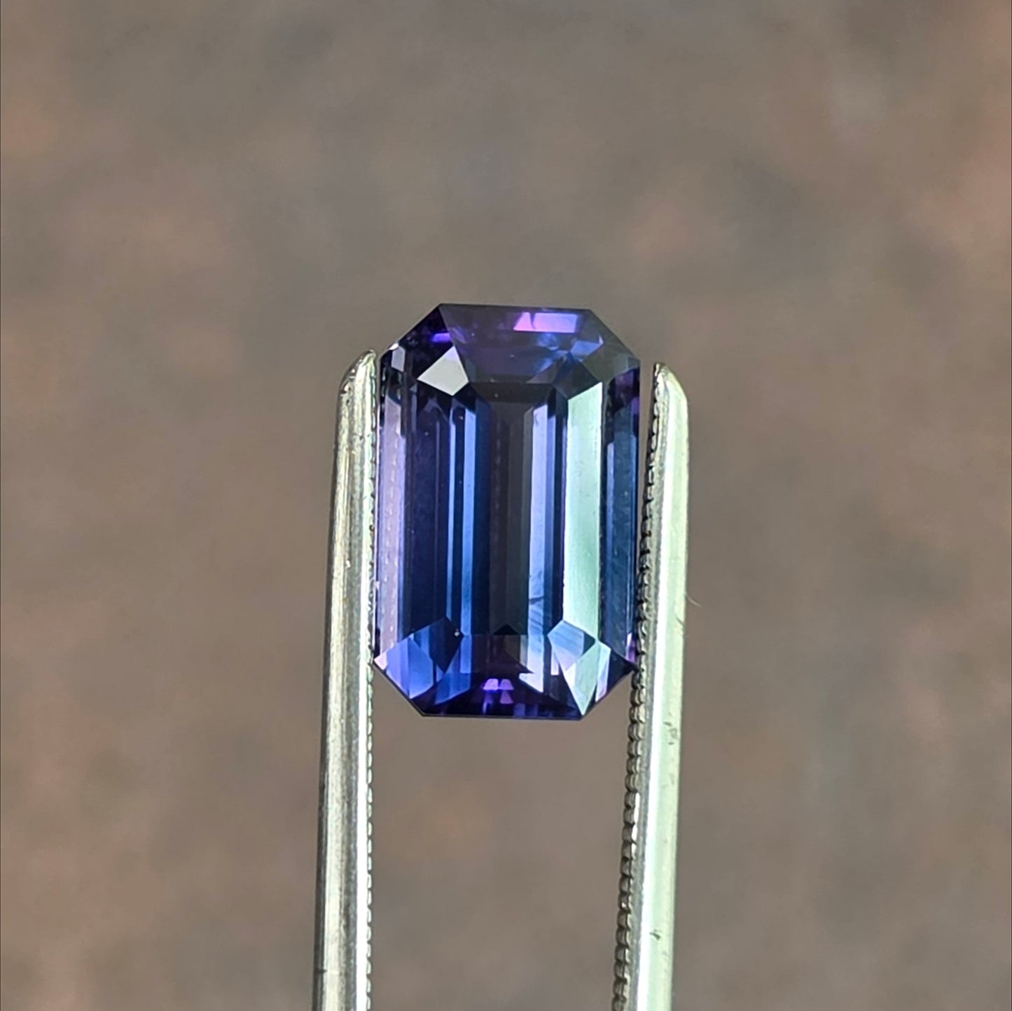 3.08ct Natural Emerald Cut Parti Blue Purple Sapphire