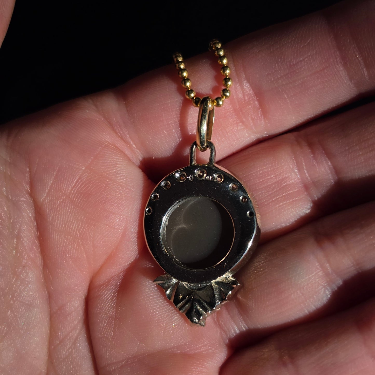 Ready to Ship Vampire Bat Carved Moon Moonstone and Diamond Pendant