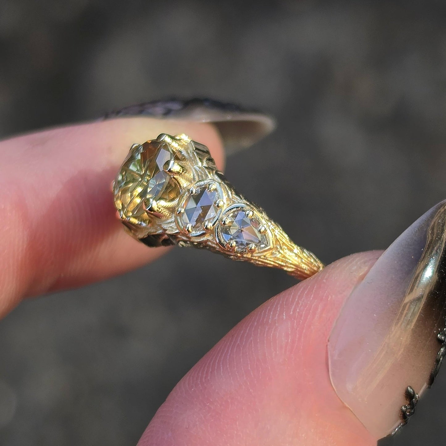 Ready to Ship Size 6-8 Bramble with 1.71 Fantasy Cut Yellow Sapphire by John Dyer