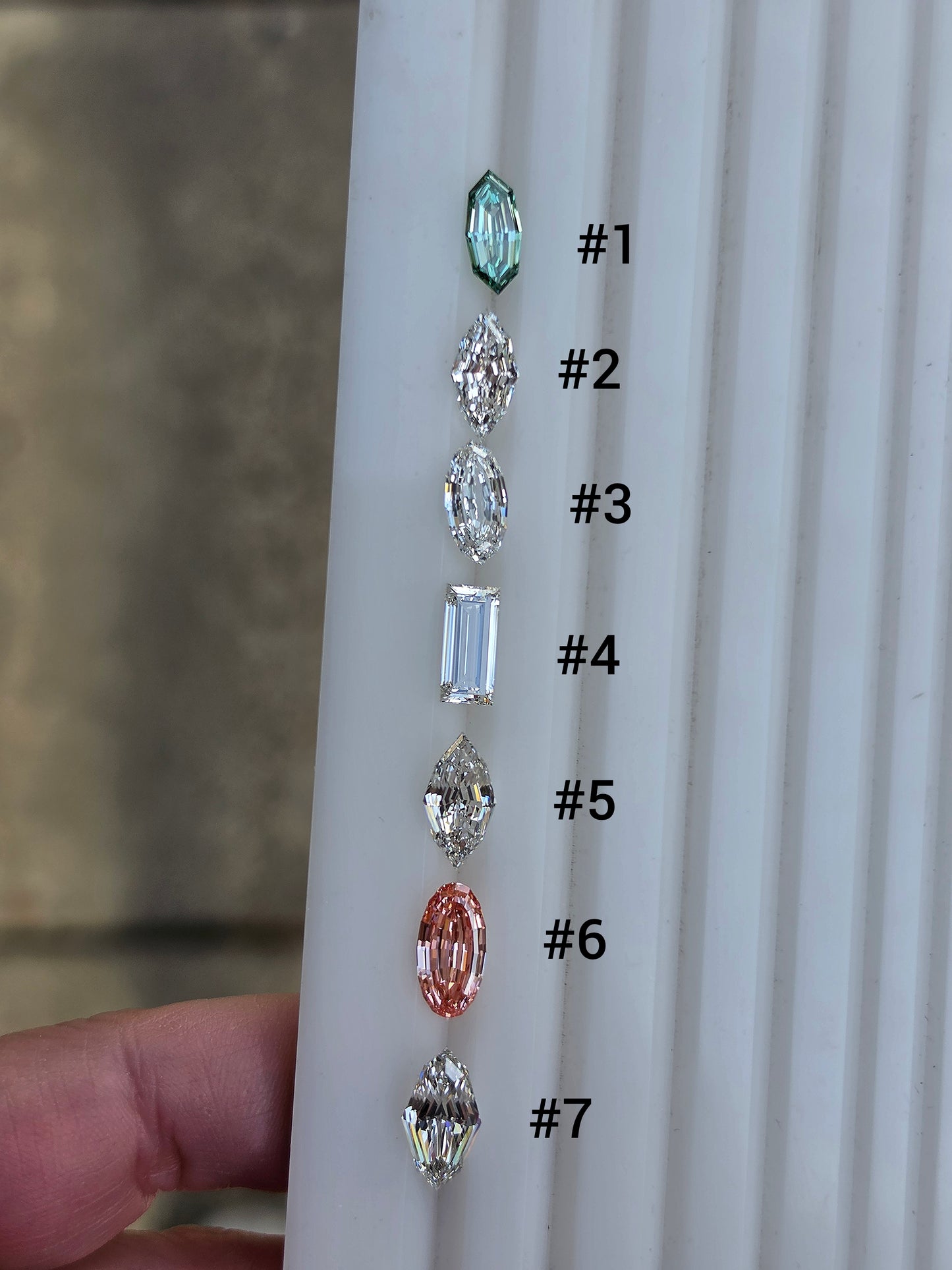 Mirror Ring with Trapezoid and Pear Diamond Sides