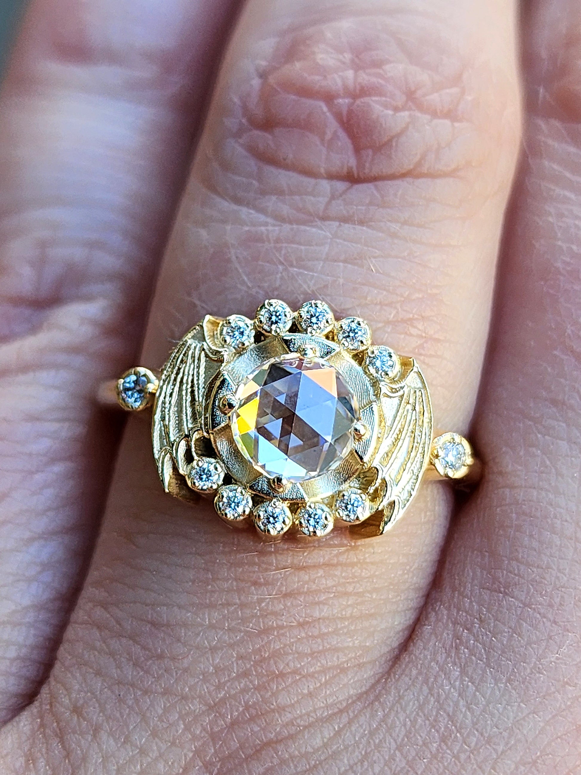 diamond victorian gothic gold ring 