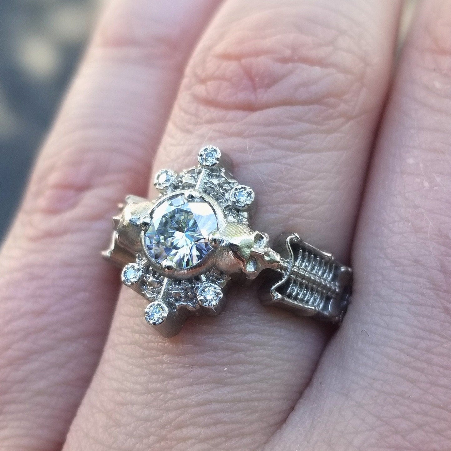 Skeleton Halo Engagement Ring *Setting Only* for Build your own Ring, Skull and Skeleton Gothic Victorian Memento Mori Mourning Jewelry