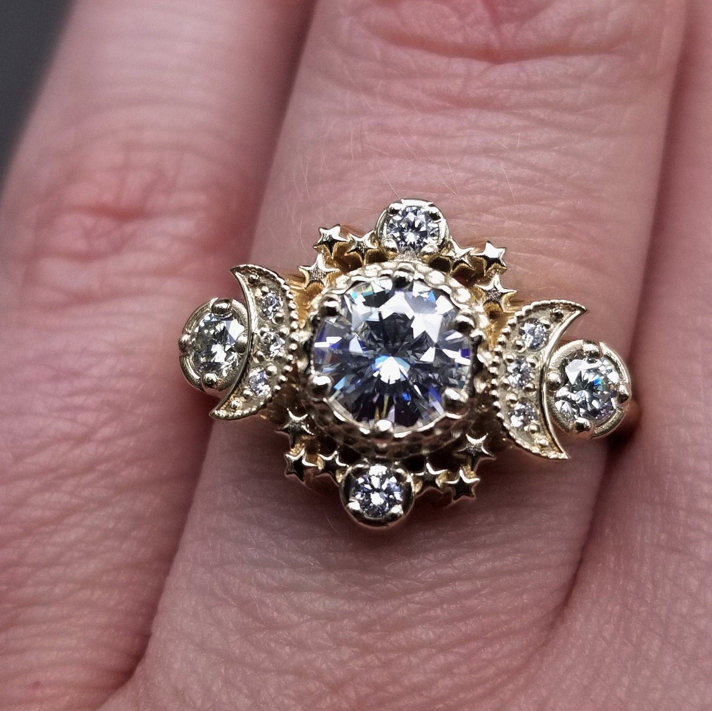 Custom Engagement Ring *Setting Only* for Build your own Ring, Cosmos Unique Unusual Handmade - 14k Gold - Ethical Wedding Ring