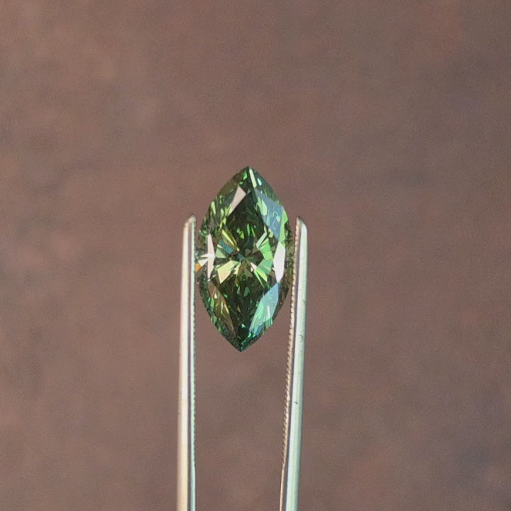 Load and play video in Gallery viewer, 2.52ct Marquise Green Lab Diamond VVS2
