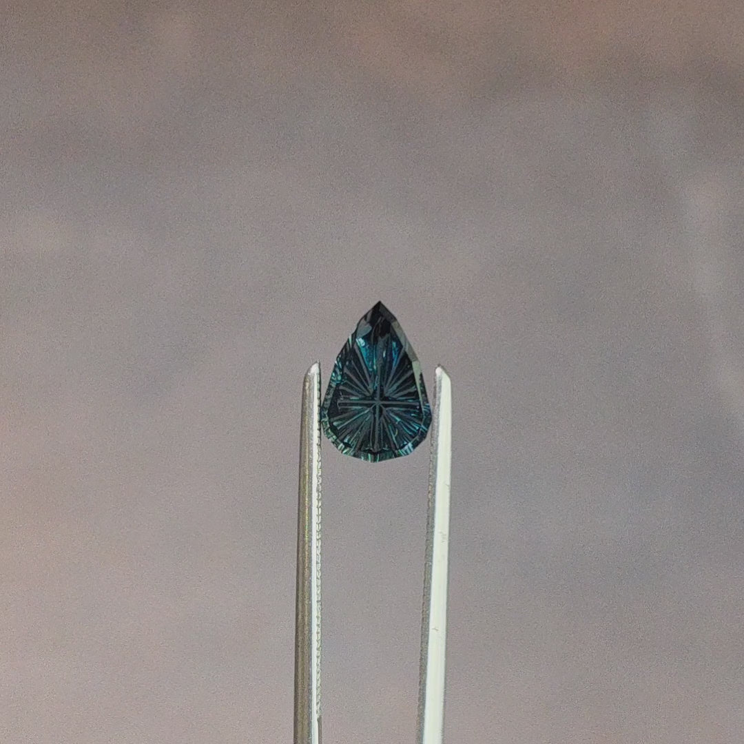 Load and play video in Gallery viewer, 1.21ct Natural Sapphire Pear Fantasy Cut by Brett Kosnar
