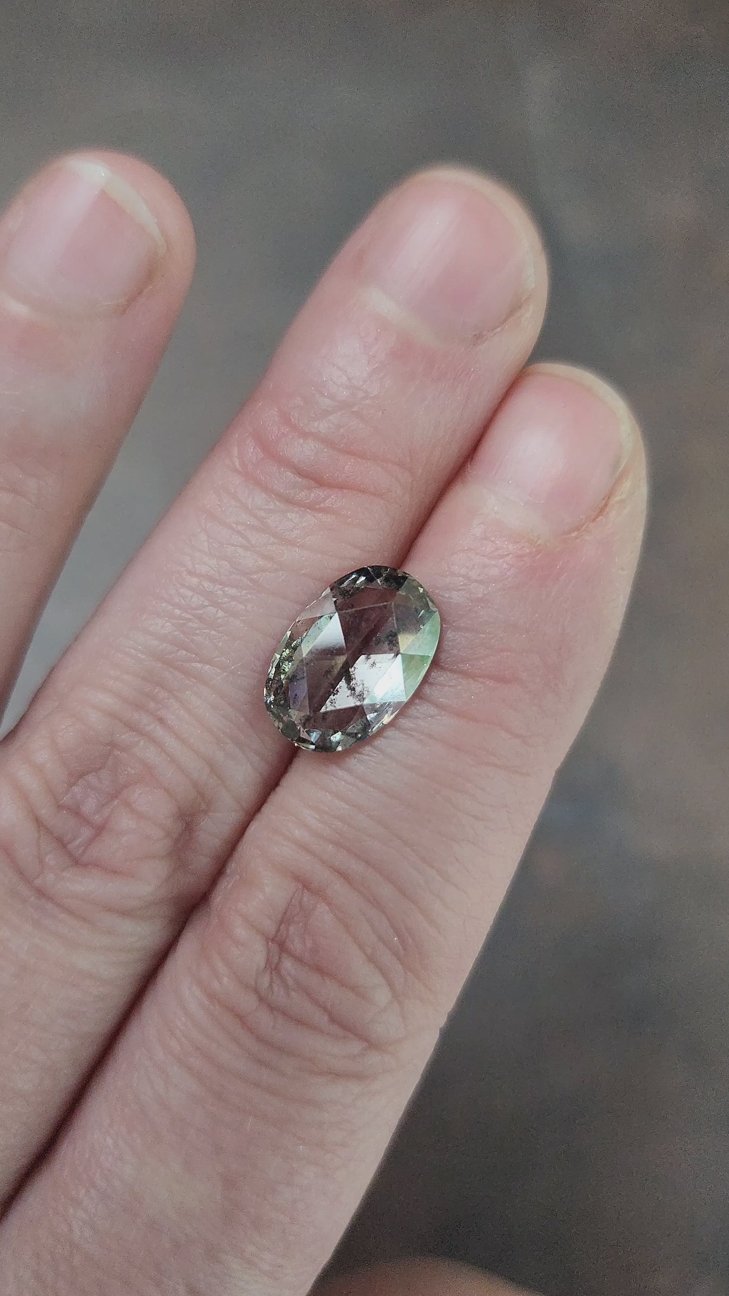 Load and play video in Gallery viewer, 3.14ct Salt and Pepper Lab Diamond Rose Cut Oval
