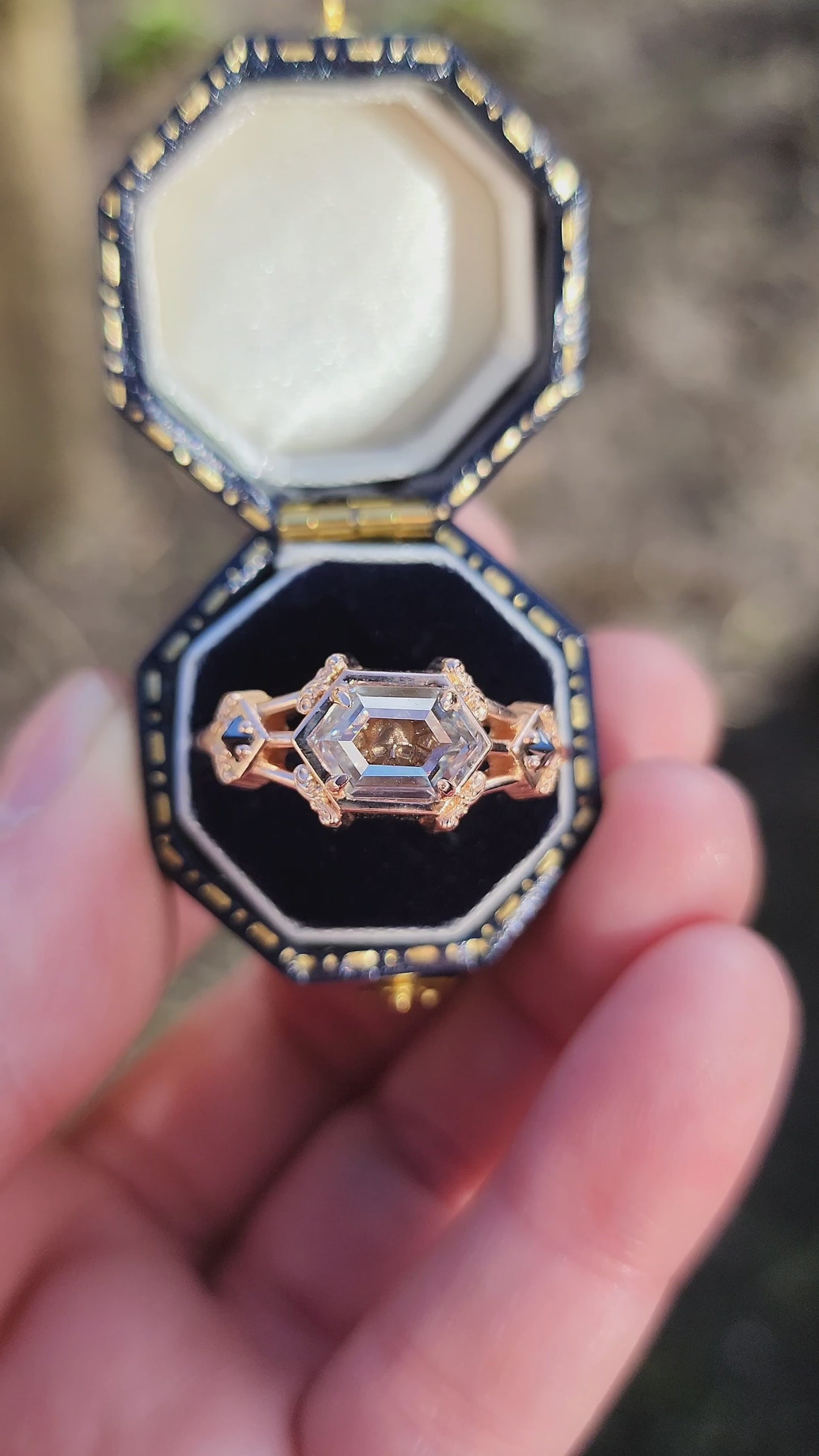 Load and play video in Gallery viewer, Hidden Skull Shadowbox Subtle Mourning Ring video 1
