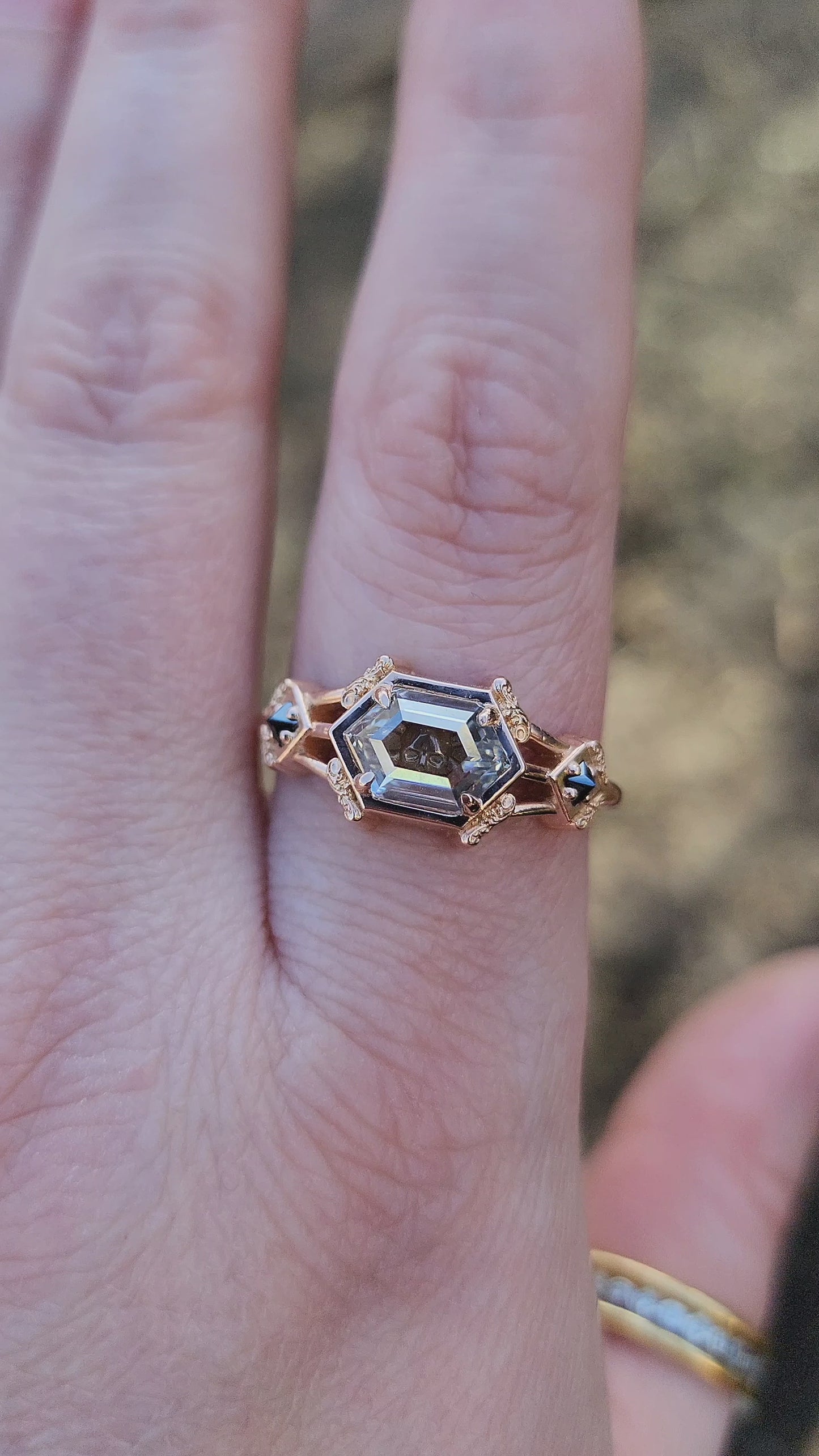 Load and play video in Gallery viewer, Hidden Skull Shadowbox Subtle Mourning Ring video 2
