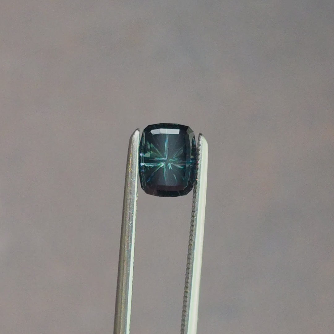 Load and play video in Gallery viewer, 1.00ct Natural Australian Sapphire Teal Starbrite Cushion Cut by John Dyer
