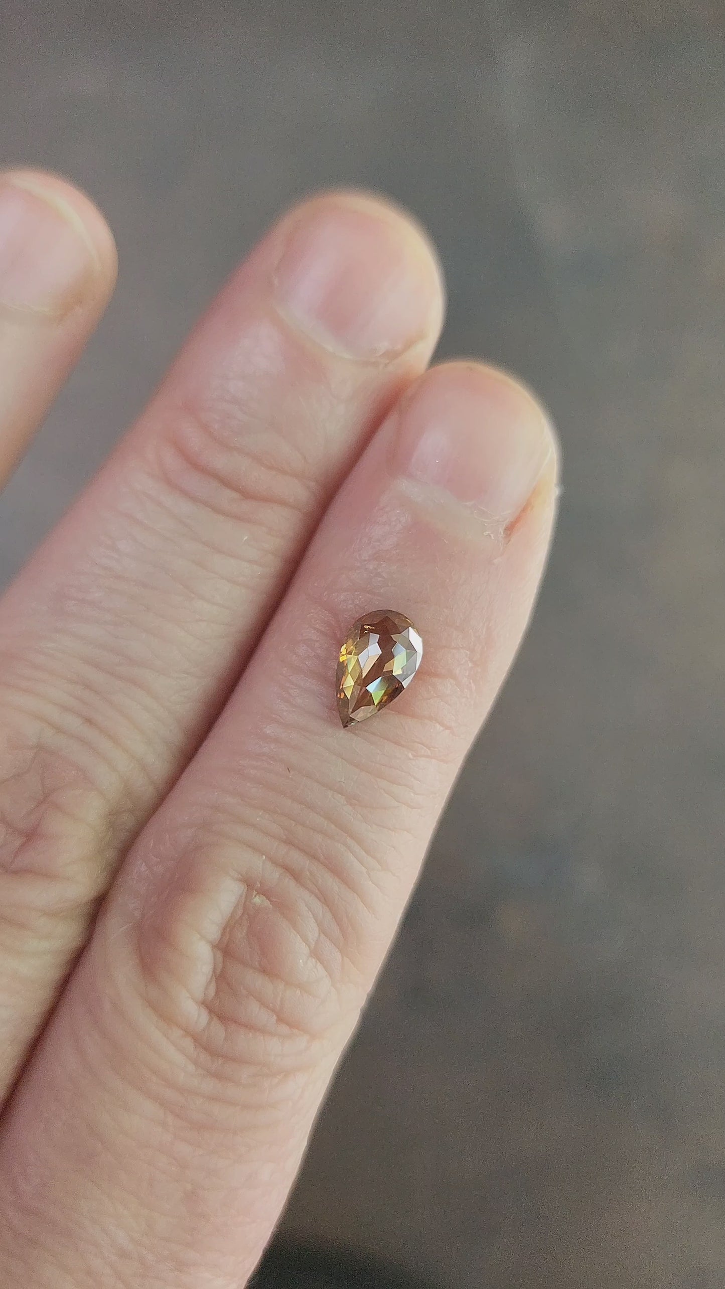 Load and play video in Gallery viewer, .75ct Natural Diamond Rose Cut Pear Champagne
