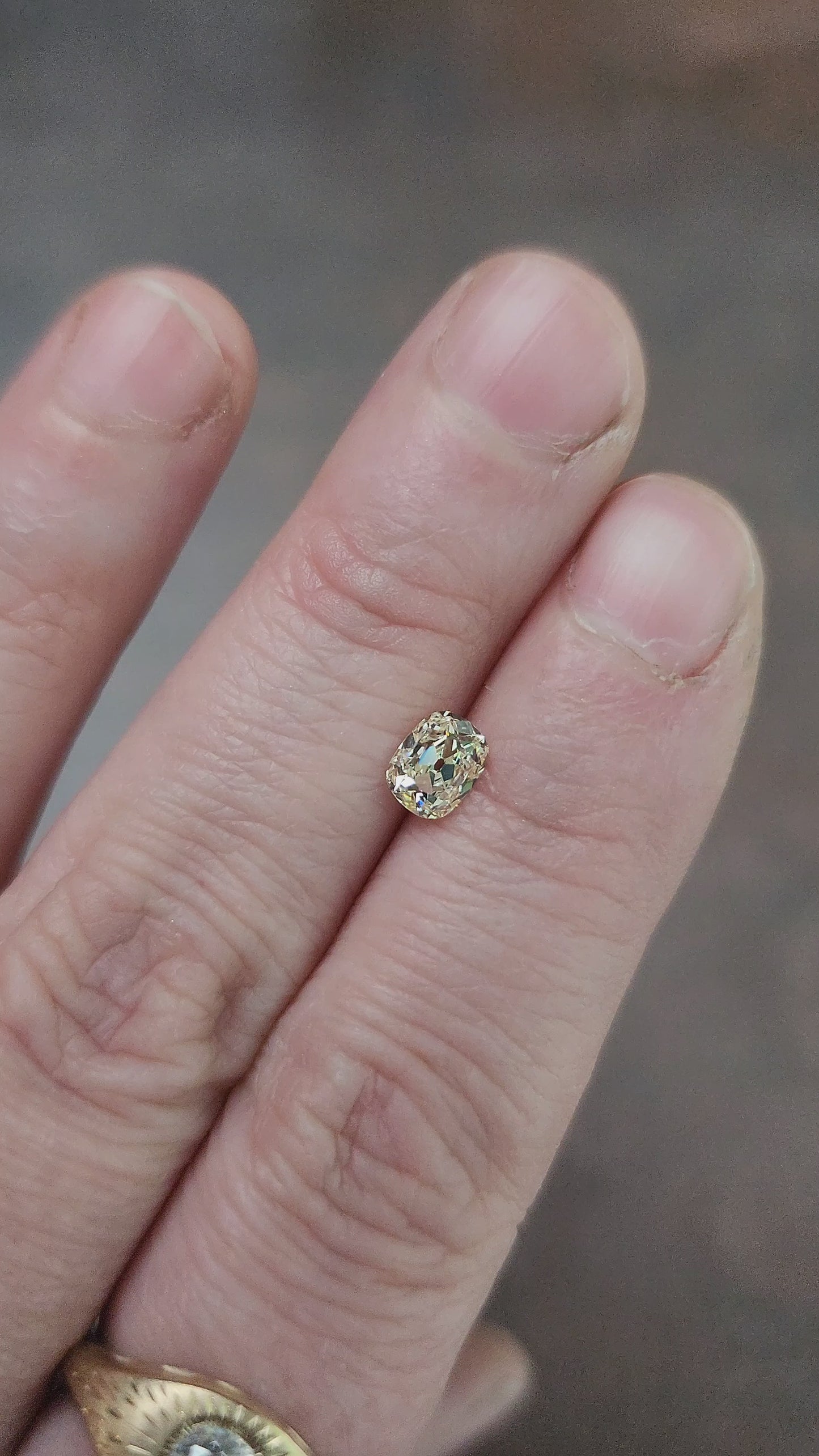 Load and play video in Gallery viewer, .70ct Natural Diamond Cushion Old Mine Cut
