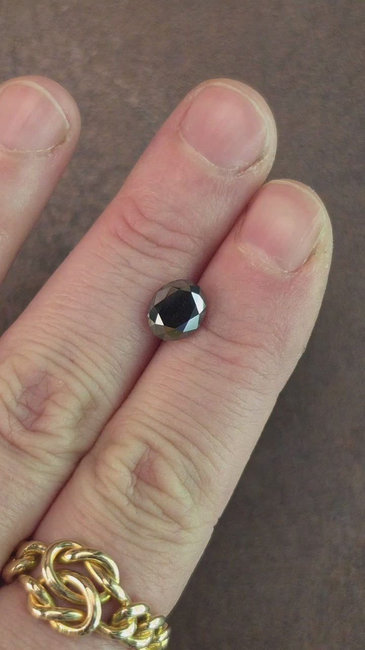 Load and play video in Gallery viewer, 1.92ct Natural Black Diamond Oval with Report
