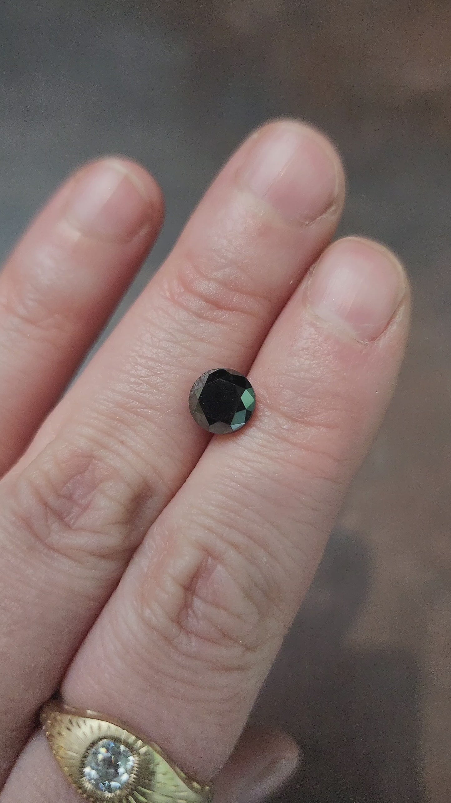 Load and play video in Gallery viewer, 1.94ct Faceted Round Brilliant Black Diamond (Heat Treated)
