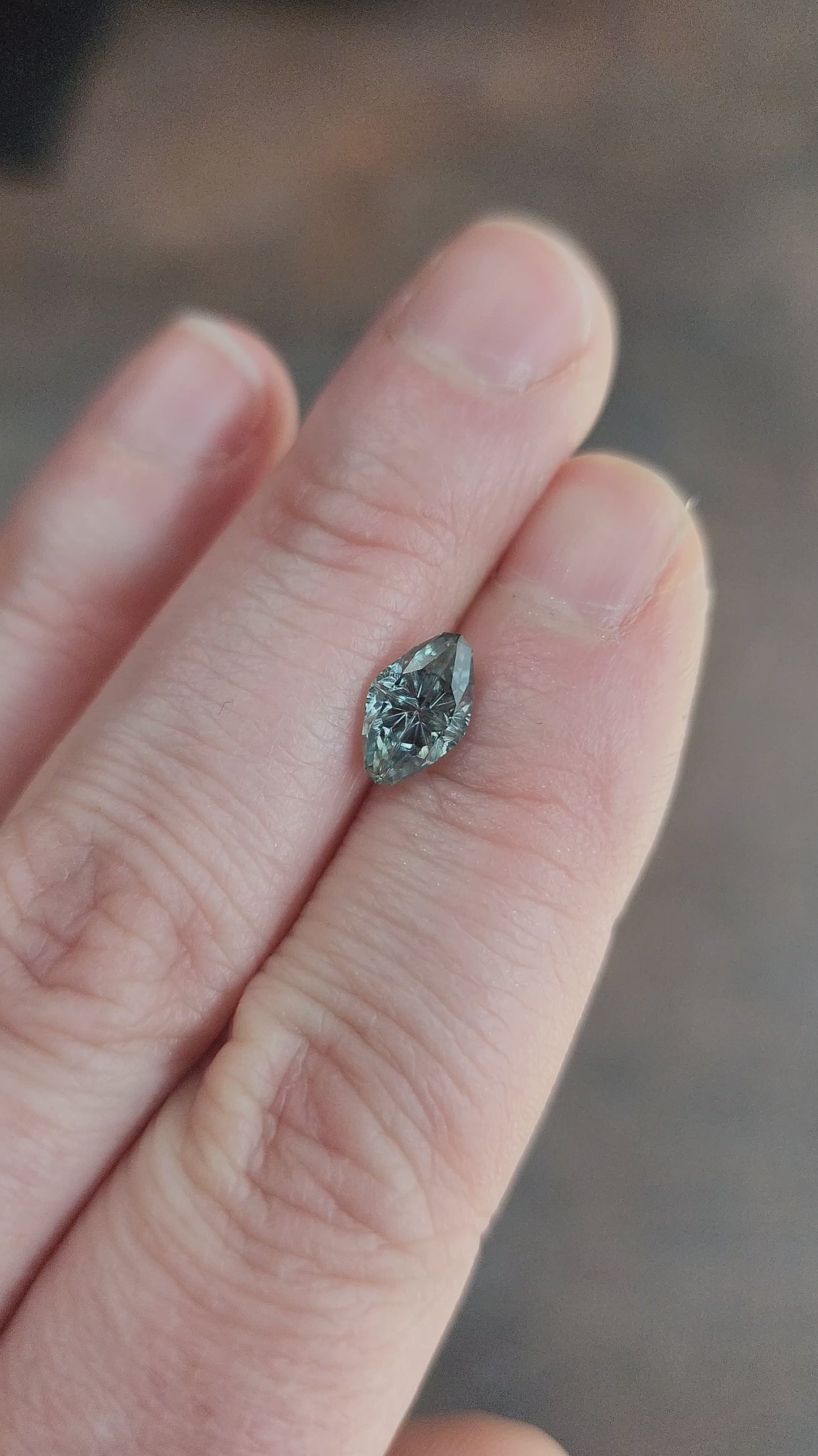 Load and play video in Gallery viewer, Natural Light Green Fantasy Moval Cut Sapphire from Montana unheated
