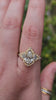 Delilah antique style engagement ring with pear trillion diamonds 14k yellow gold video 2