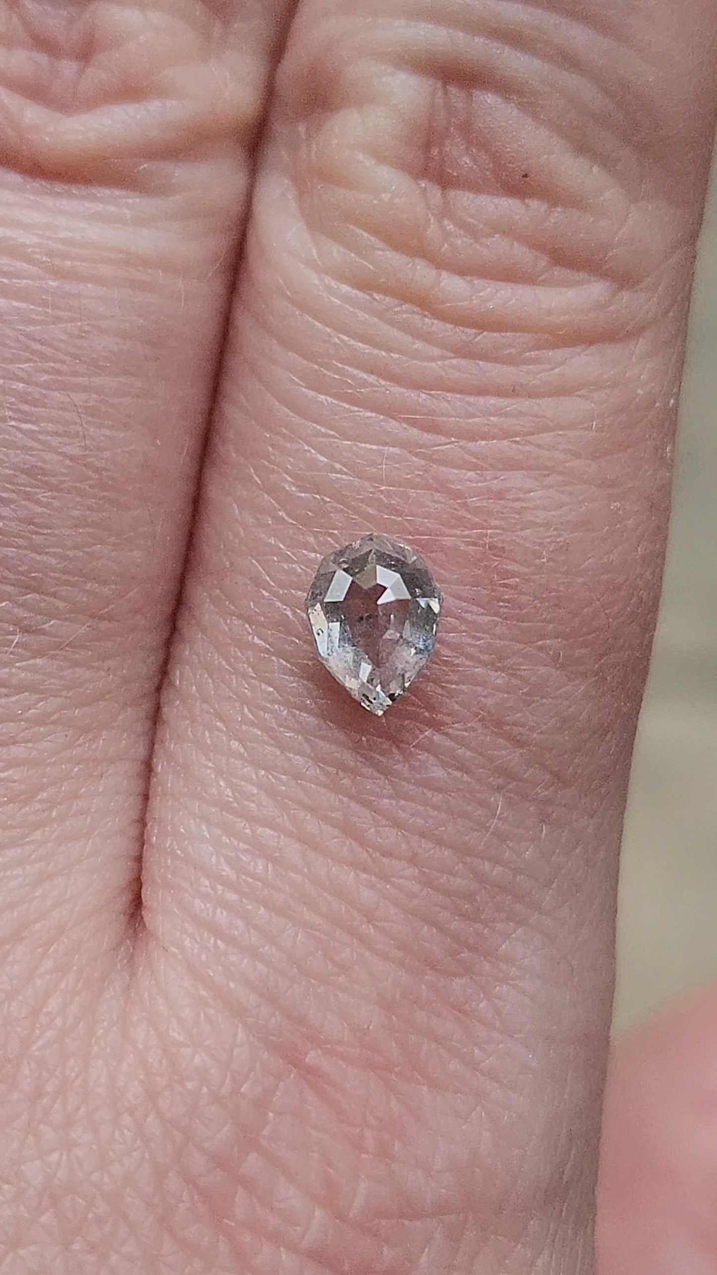 Load and play video in Gallery viewer, .89ct Natural Rose Cut Geometric Pear Salt &amp;amp; Pepper Diamond
