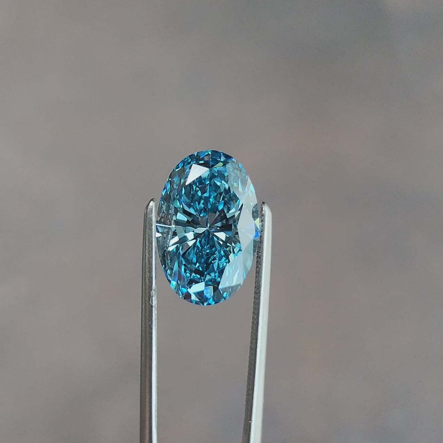 Fancy vivid blue lab diamond oval