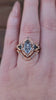 Fantasy Cut Montana Sapphire Odessa Art Deco Engagement Ring with Sapphire Kite Side Stones and Delicate Gold Scrolls - 14k Rose Gold video