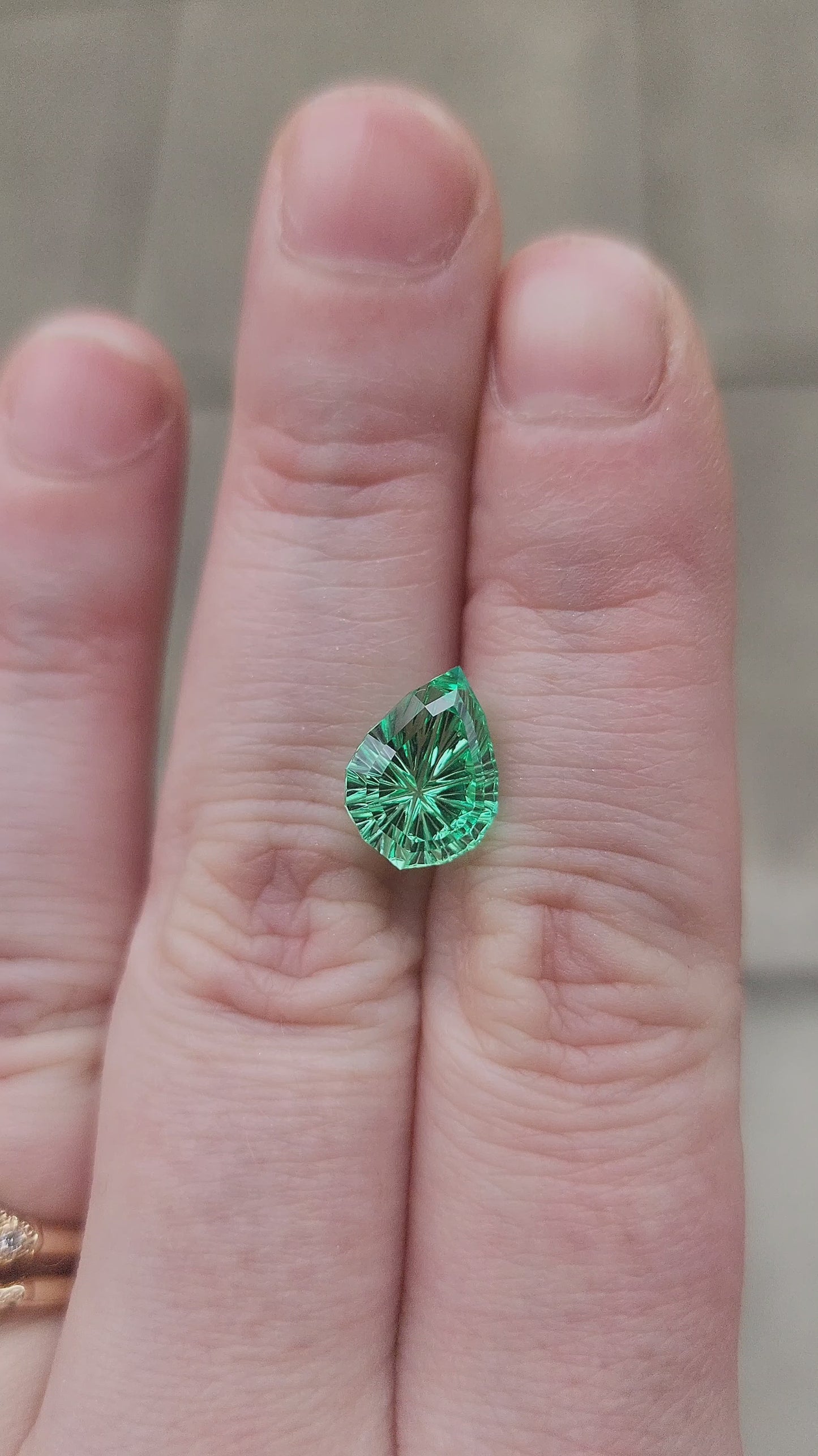 4.97ct Light Green Lab-Grown Sapphire Pear Cut by Brett Kosnar