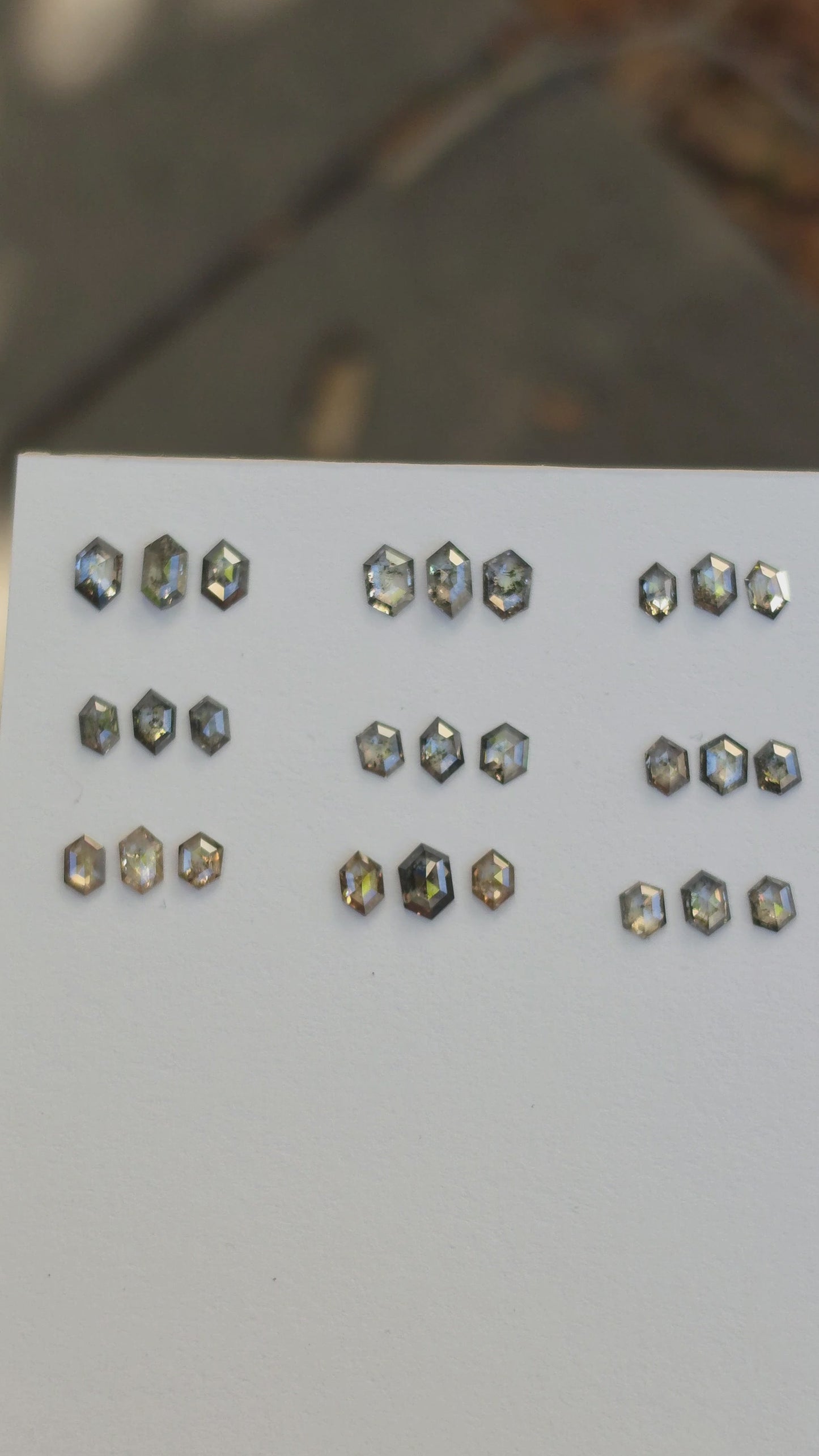 Load and play video in Gallery viewer, Witch Ring with Rose Cut Salt &amp;amp; Pepper Hexagon Diamonds
