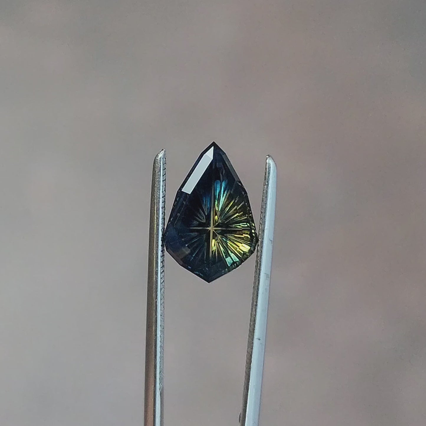 1.65ct Bi Color Parti Sapphire Pear/Shield Fantasy Cut by Brett Kosnar