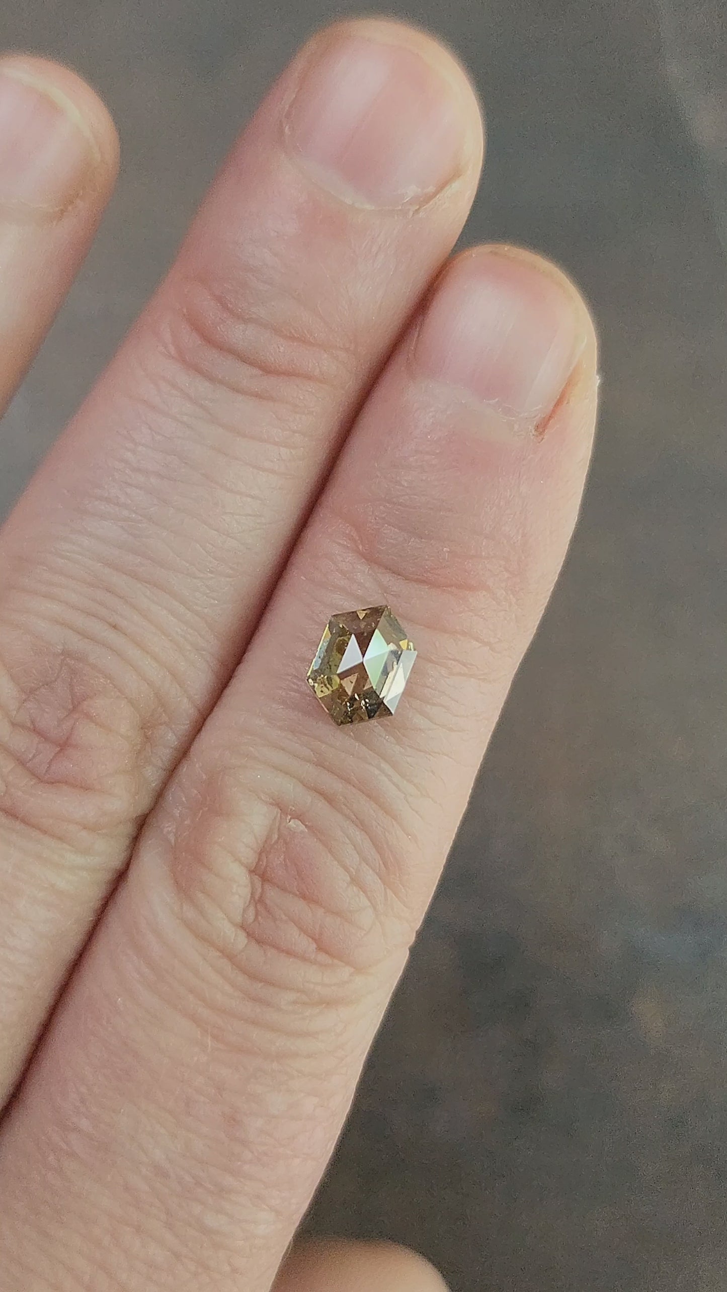 Load and play video in Gallery viewer, 1.48ct Natural Diamond Rose Cut Champagne Salt and Pepper Hexagon
