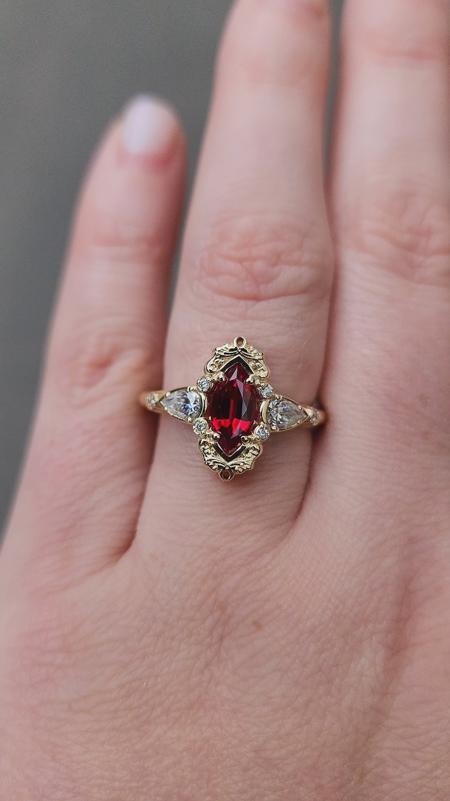 1pc Crystal AB Red Navette Leaf Rhinestone Finding – Gold Filigree Ornate Craft R804