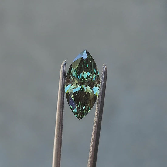 1.52ct Marquise Cut Lab Vivid Green Diamond VVS