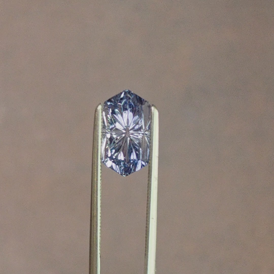 Load and play video in Gallery viewer, 3.09ct Natural Sapphire Starbrite Elongated Hexagon Cut by John Dyer
