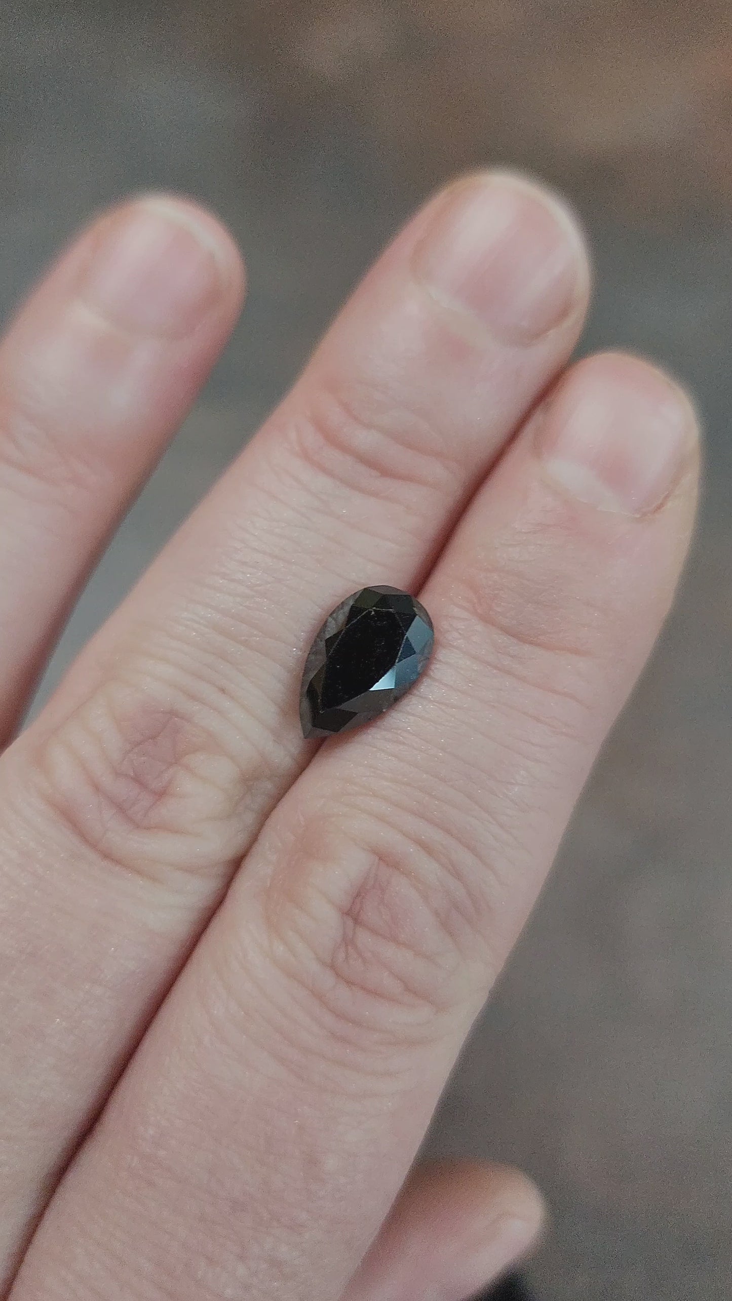 Load and play video in Gallery viewer, 2.63ct Faceted Pear Black Diamond
