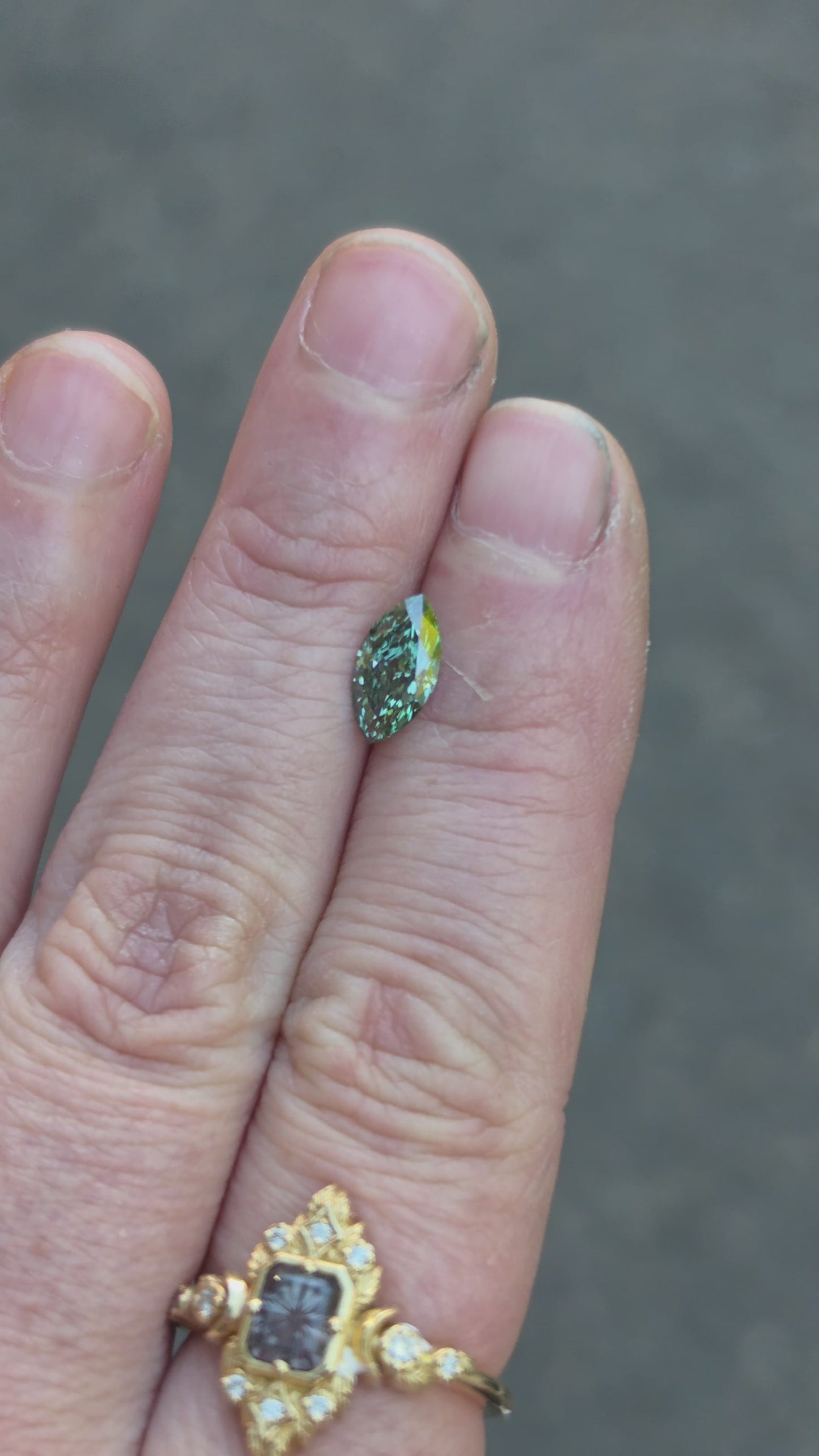 Load and play video in Gallery viewer, 1.11ct Marquise Green Lab Diamond VVS2
