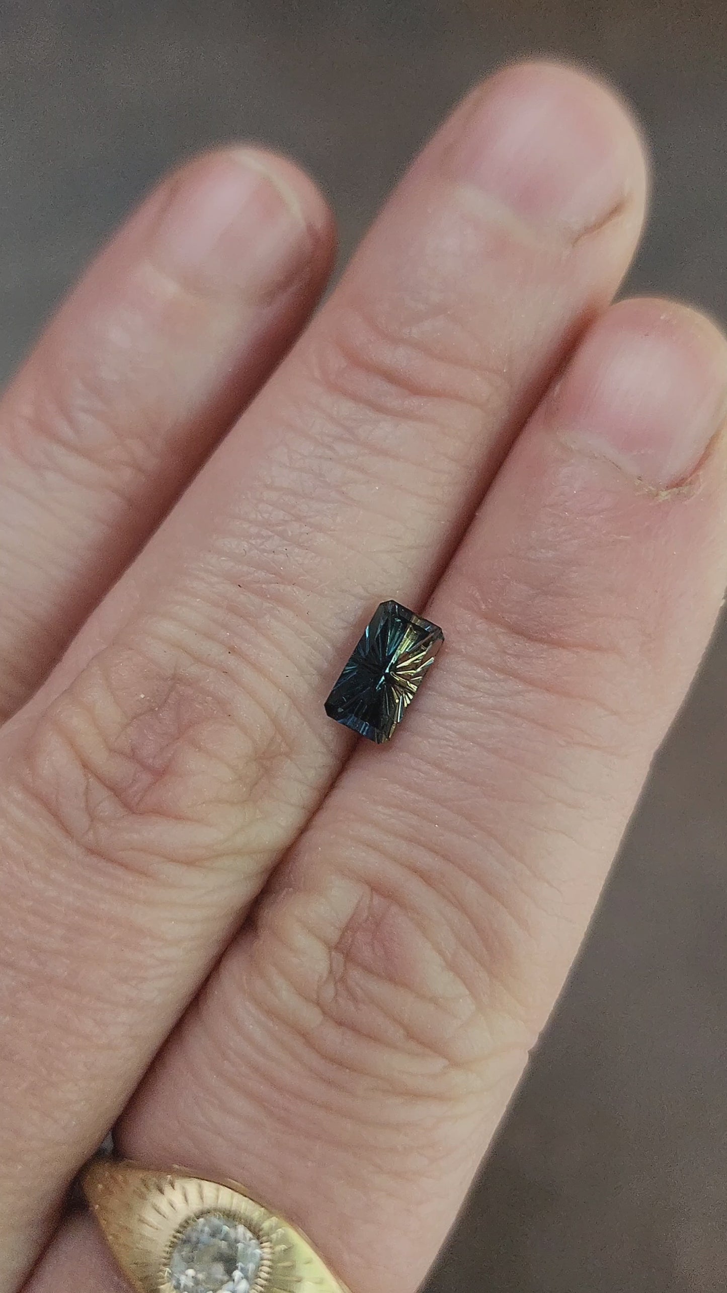 Load and play video in Gallery viewer, 1.08ct Natural Australian Sapphire Elongated Emerald Fantasy Cut
