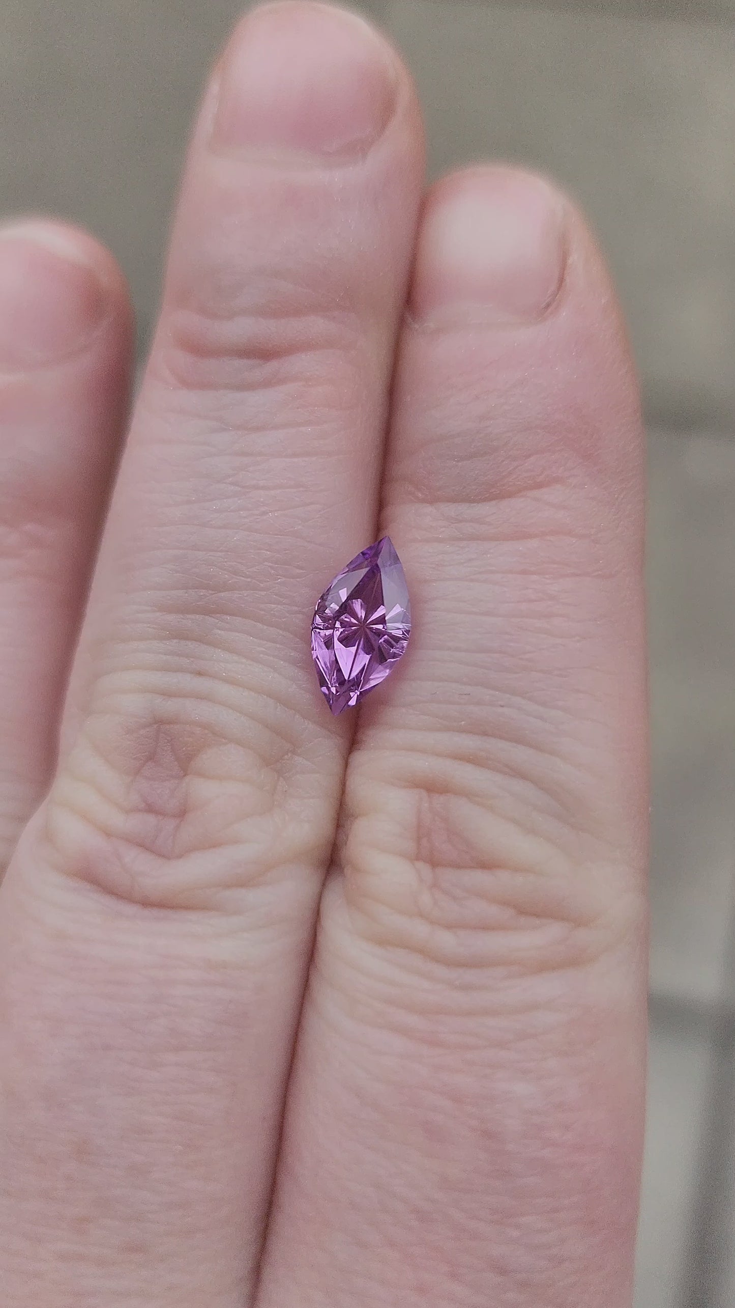 Load and play video in Gallery viewer, 1.66ct Lab Grown Purple Sapphire Marquise Fantasy Cut by The Fellowship Forge
