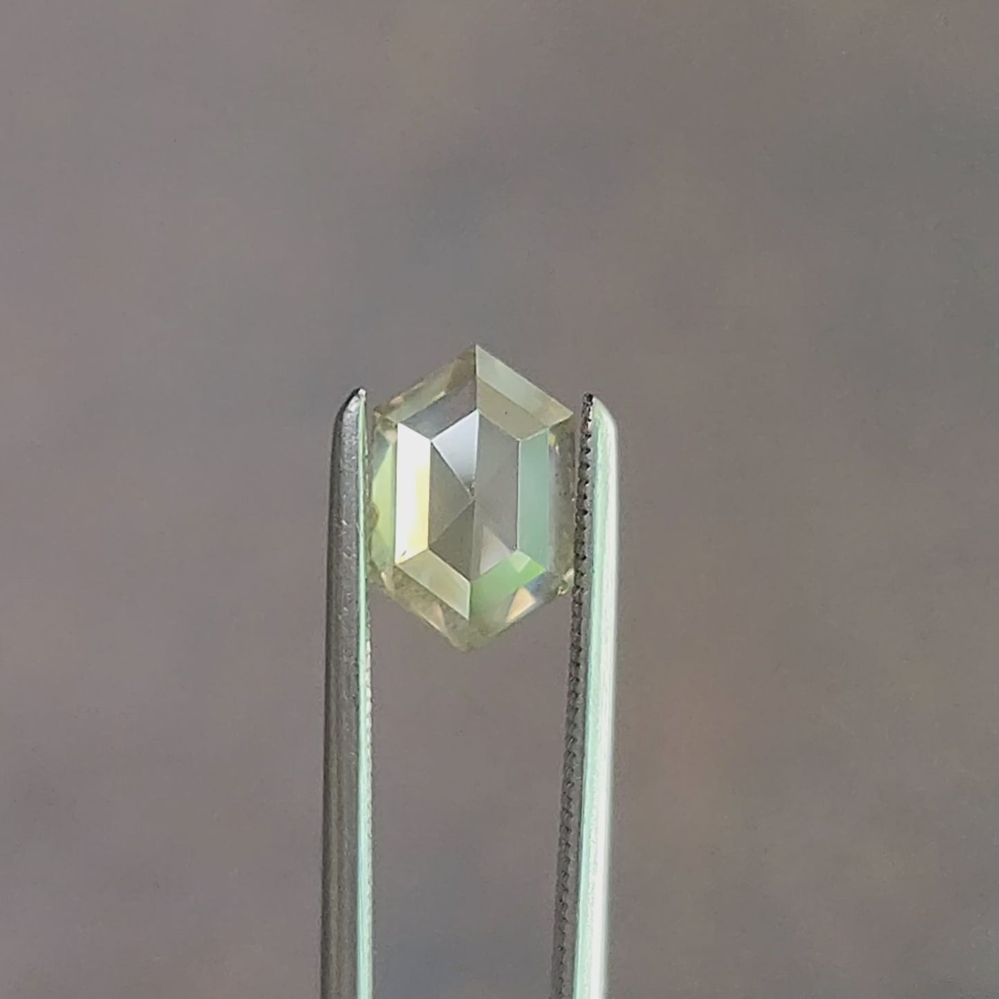 Load and play video in Gallery viewer, 1.29ct Natural Diamond Rose Cut Elongated Hexagon Light Champagne
