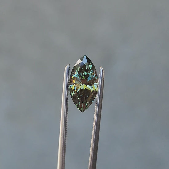 1.23ct Marquise Cut Lab Vivid Green Diamond VVS