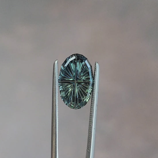 2.74ct Color Shift Blue Green Sapphire Oval Fantasy Cut by Brett Kosnar