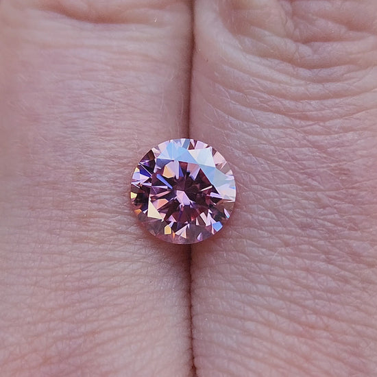 Load and play video in Gallery viewer, 1.87ct Round Pink Moissanite 8.1mm
