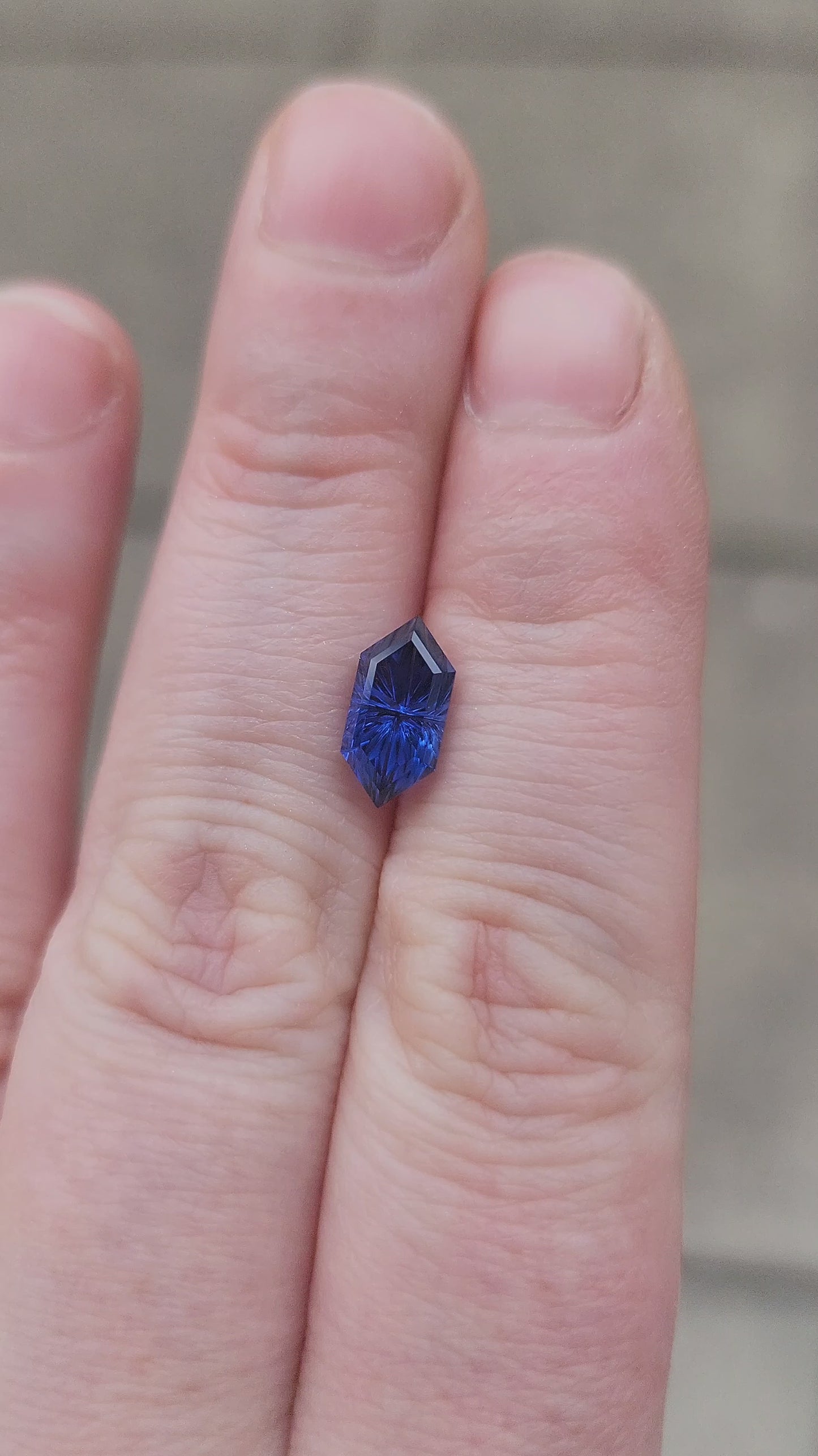 Load and play video in Gallery viewer, 1.96ct Deep Blue Duchess Fantasy cut Lab Grown Sapphire by The Fellowship Forge
