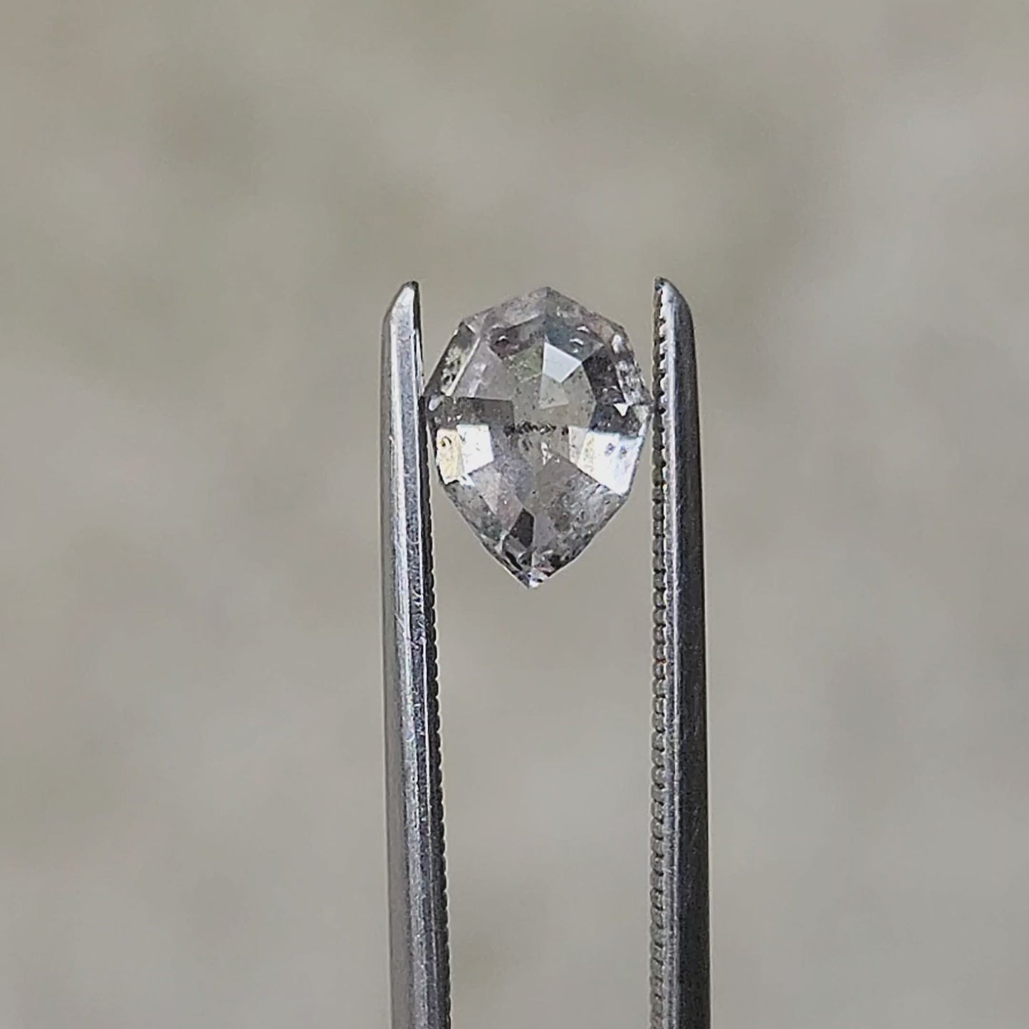 Load and play video in Gallery viewer, .89ct Natural Rose Cut Geometric Pear Salt &amp;amp; Pepper Diamond
