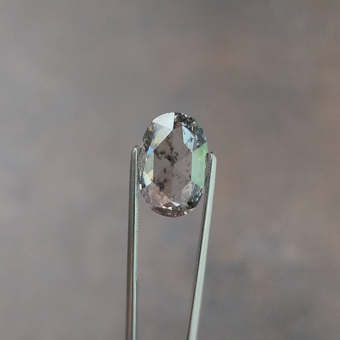 Load and play video in Gallery viewer, 3.14ct Salt and Pepper Lab Diamond Rose Cut Oval
