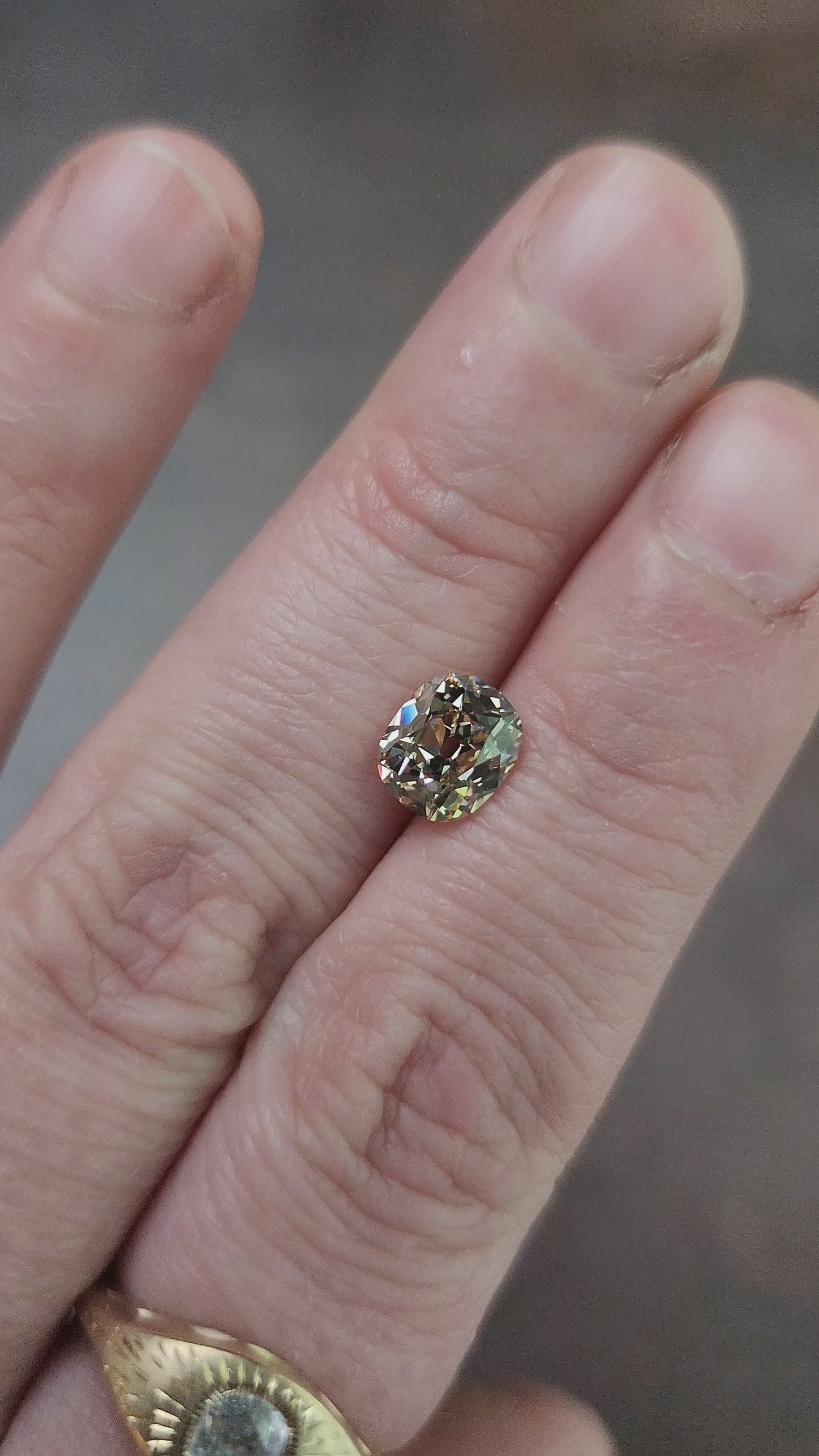 Load and play video in Gallery viewer, 1.68ct Natural Champagne Diamond Cushion Old Mine Antique Cut
